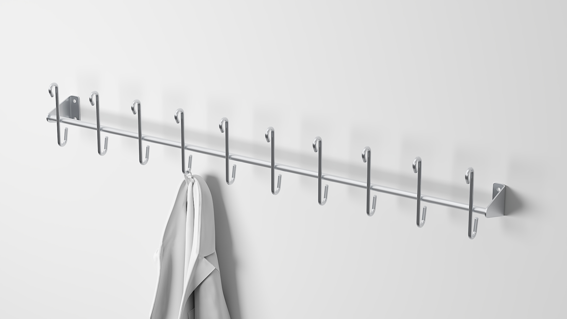 Stainless Steel Coat Rack with 10 Single Pegs | NTF