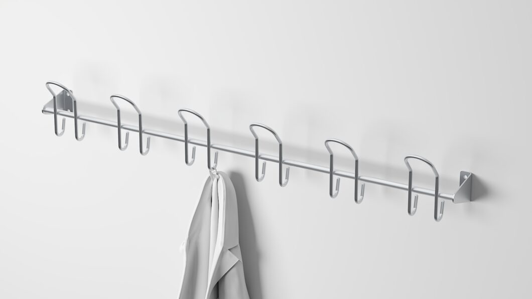 Stainless steel coat rack wall mounted 6 double pegs