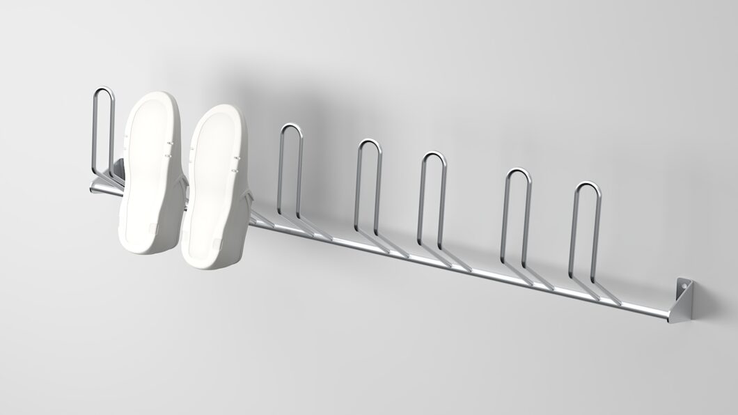 Stainless steel 4p shoe rack compact hygienic