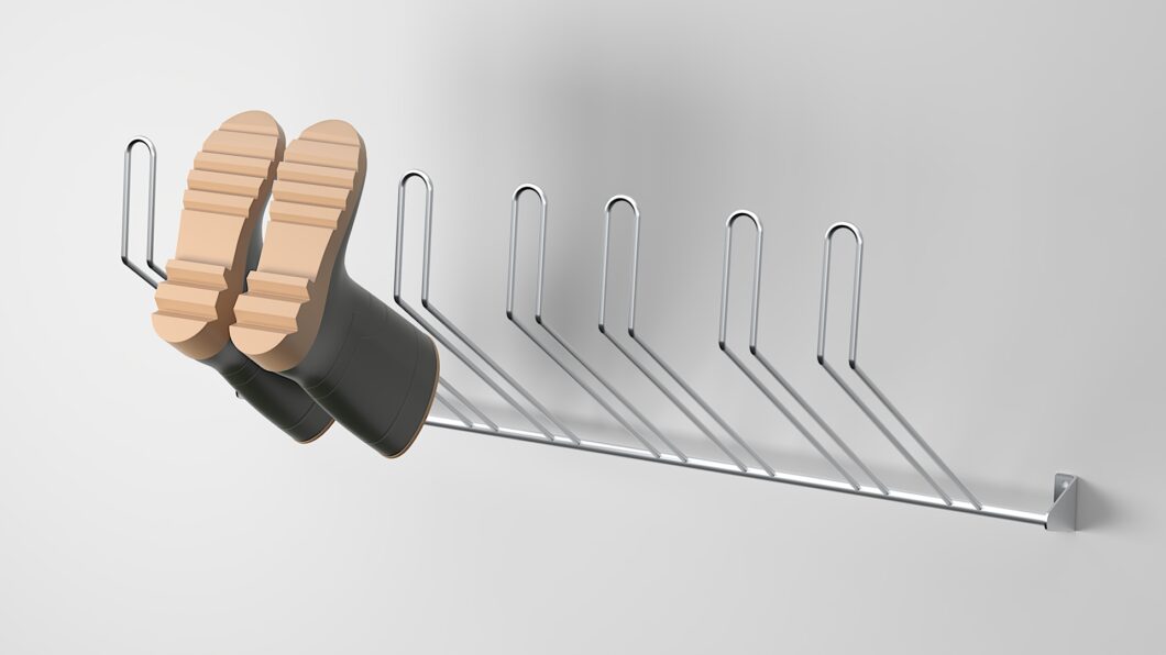 Stainless steel boot holder wall mounted 4 pair