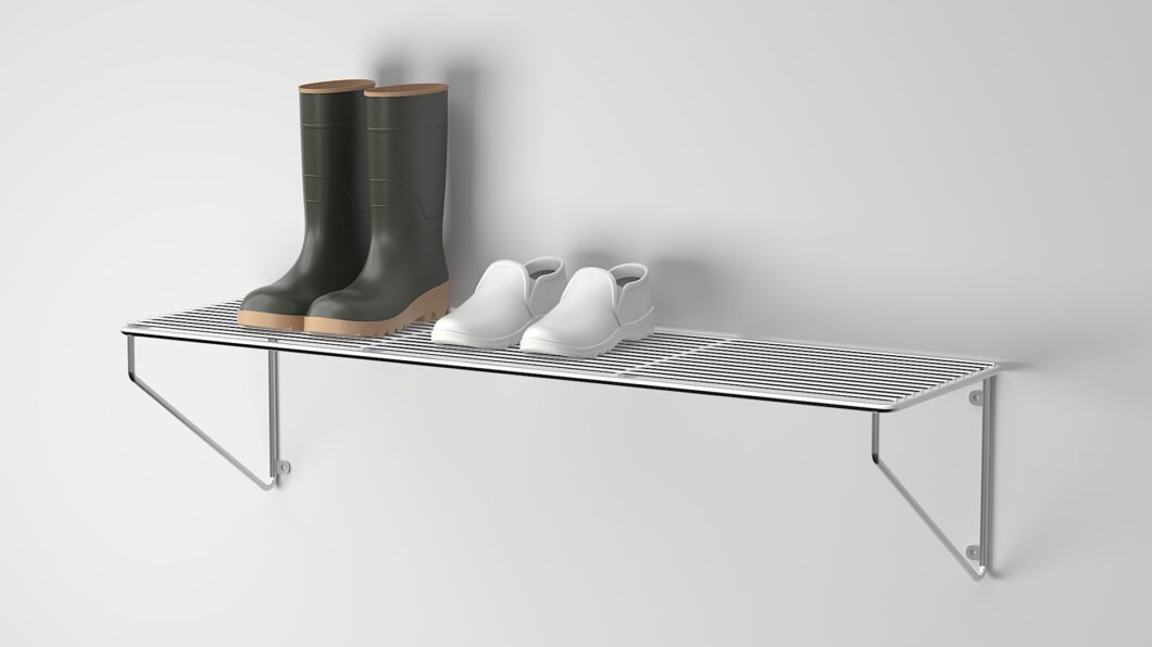Stainless steel wire shelf wall mounted boot storage drying