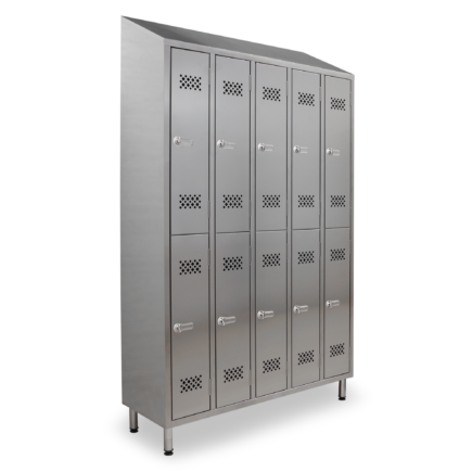 Stainless steel wardrobe 10 compartments lockable sloped top