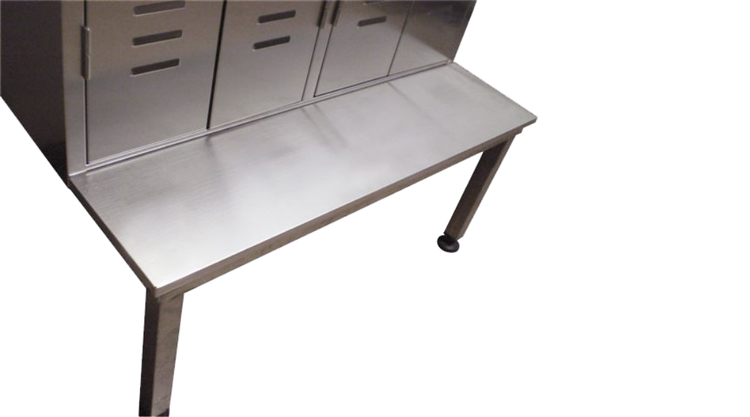 Stainless steel changing cabinet 2 compartments shelves hooks hygienic