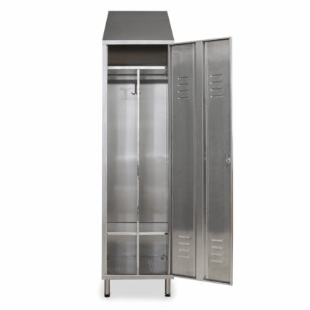 Stainless steel dressing room cabinet 2 compartments sloped top