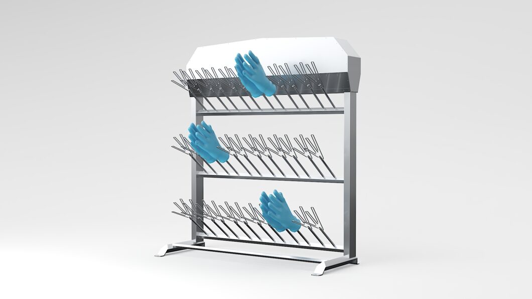 Floor standing glove dryer 18 pair stainless steel heated high flow